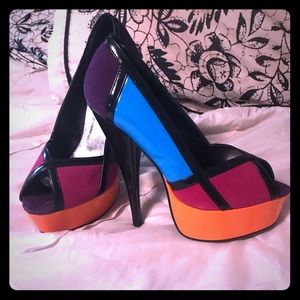 Suede color block Stilettos